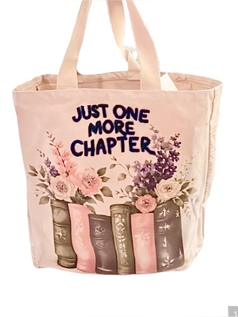 🆕- Large Canvas Beaded Tote Bag “ Just One More Chapter”